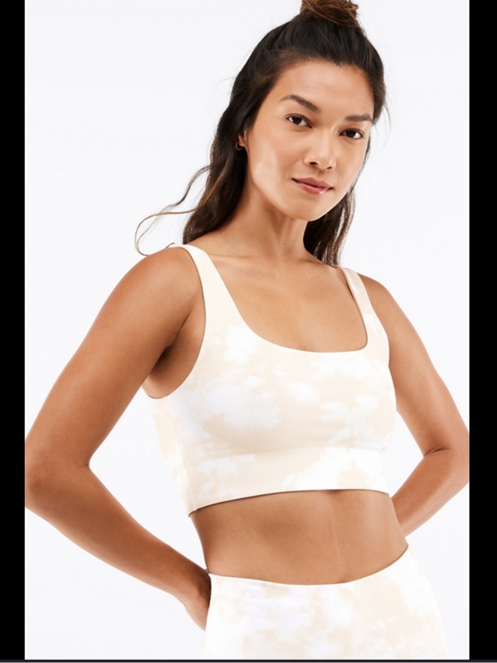 Fabletics Cream Sports Bra